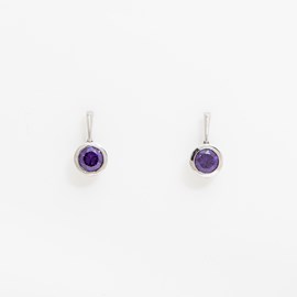 Silver Earrings Purple 
