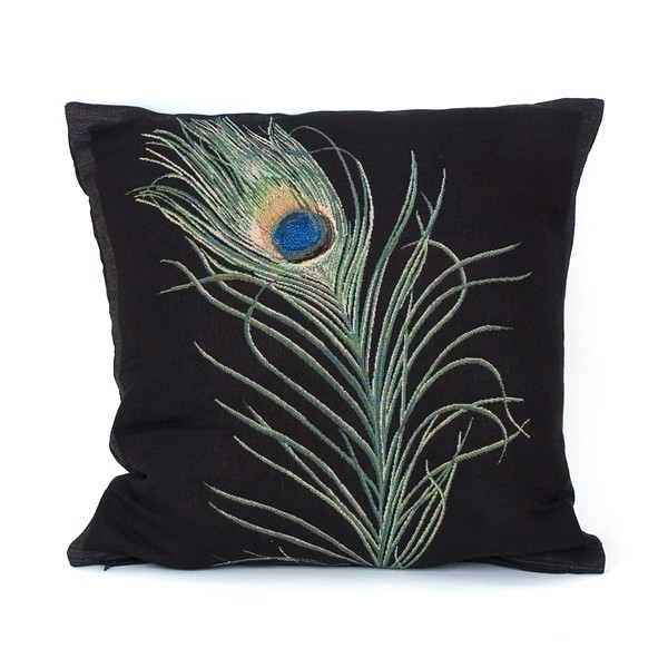 Cushion Peacock Feather | Black