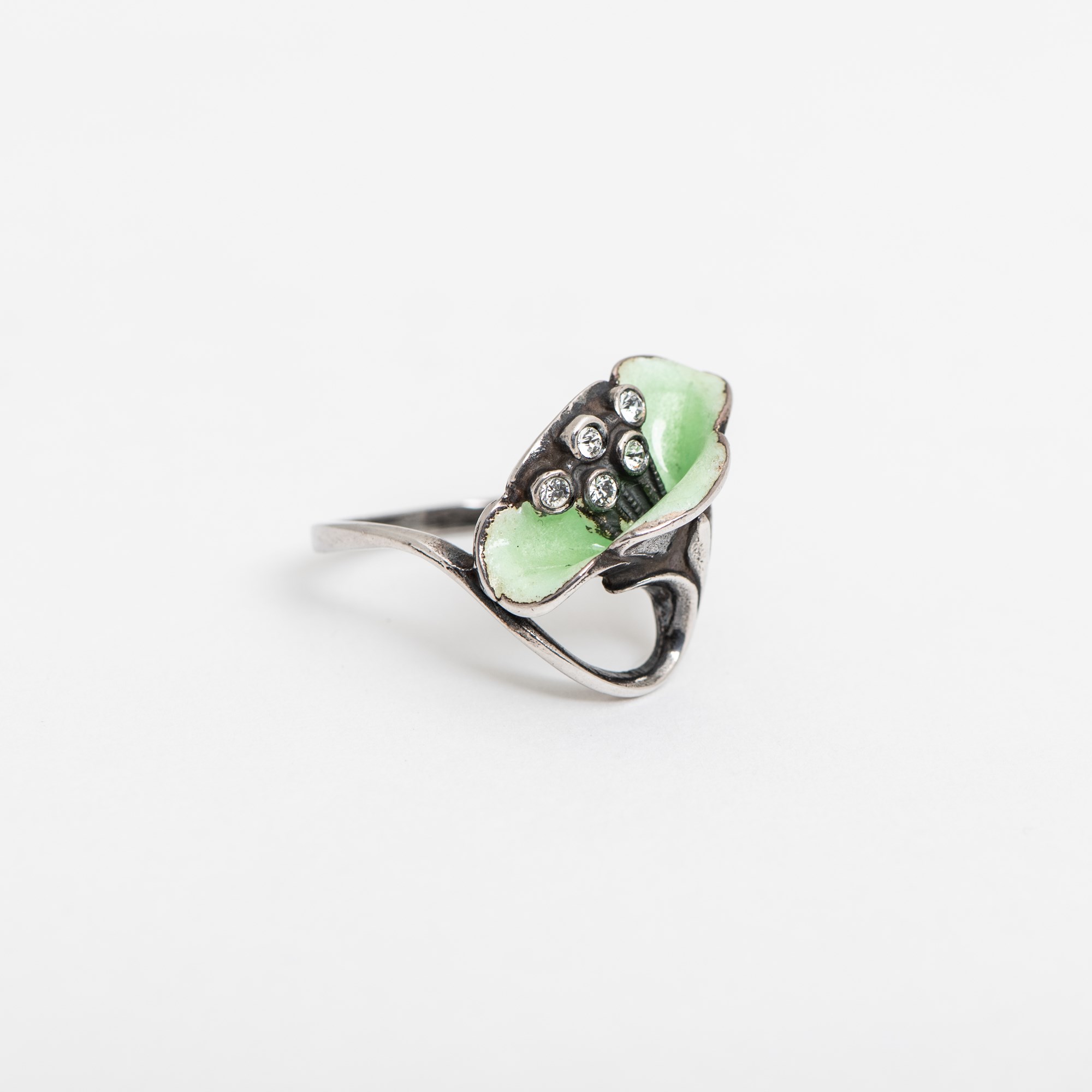 Poppy Enamel Green Ring