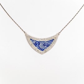 Queen Blue Enamel Necklace