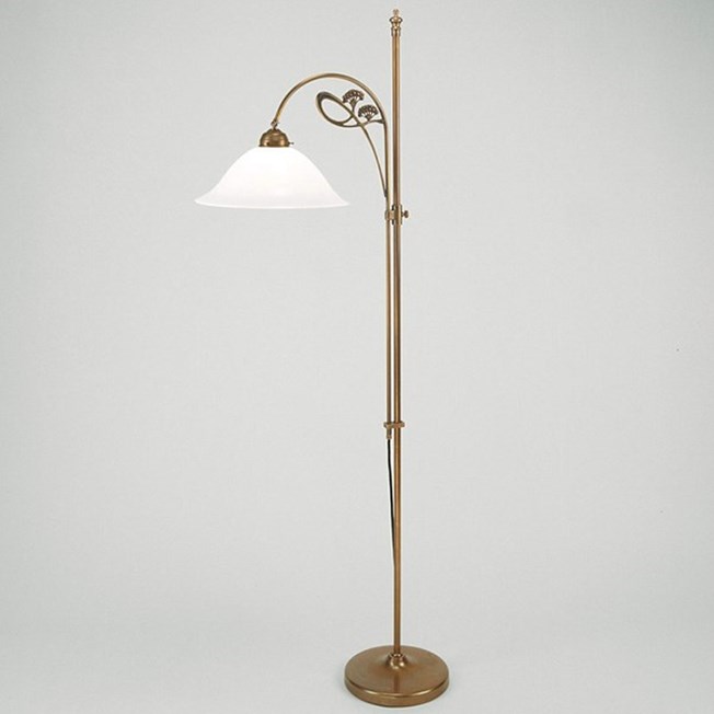 Floor Lamp Jugendstil in bronze with wide glass lampshade