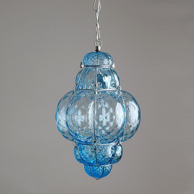 Venetian Hanging Lamp Medium Bellezza Aquamarine