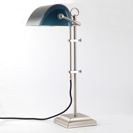 Banker Lamp Modern Matte Nickel | Blue