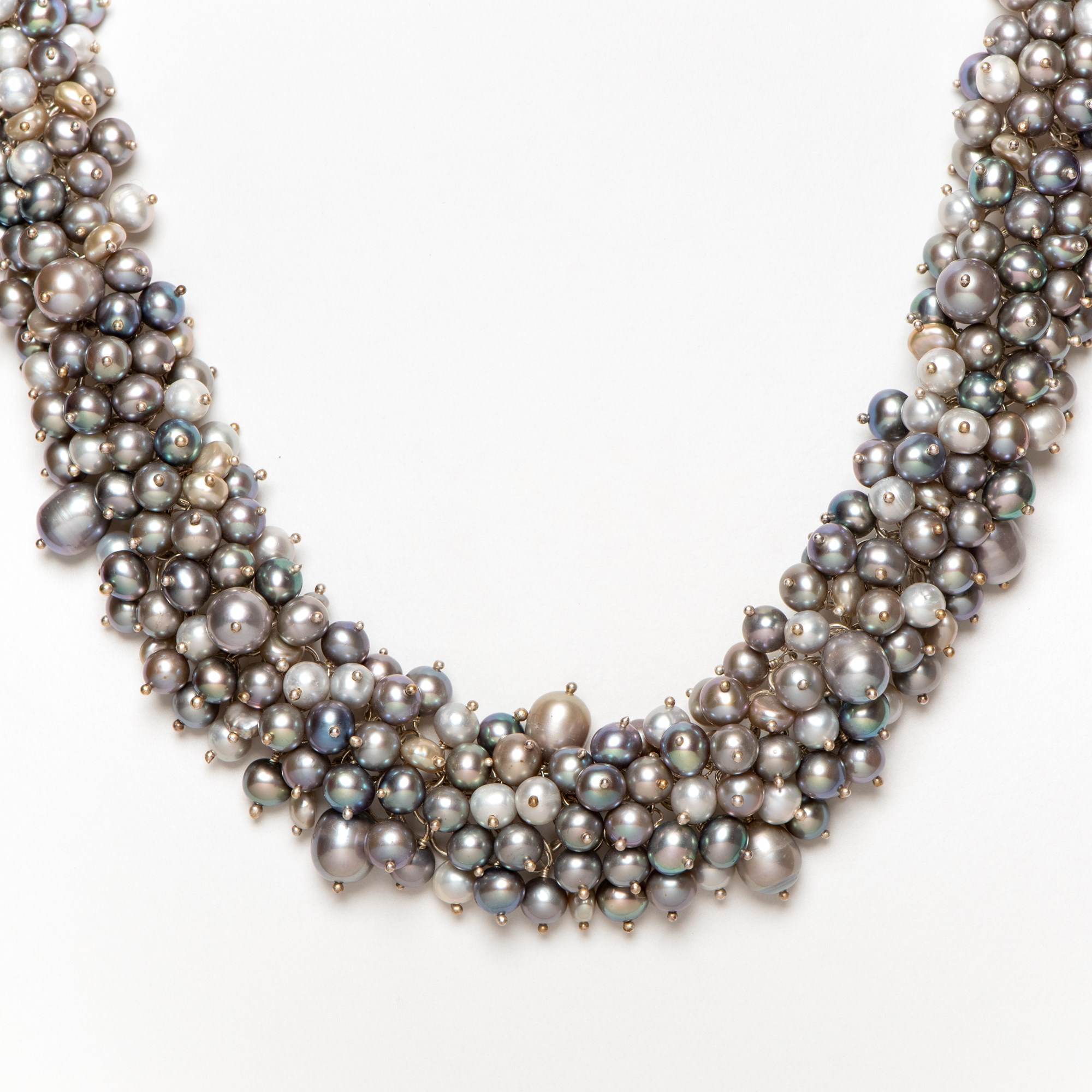Necklace Pearls Silver/Grey Transparent