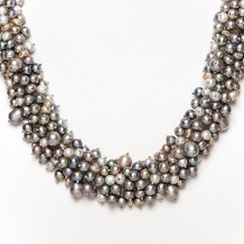 Necklace Pearls Silver/Grey Transparent