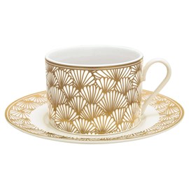 Art Deco Cup and Saucer Golden Ginkgo