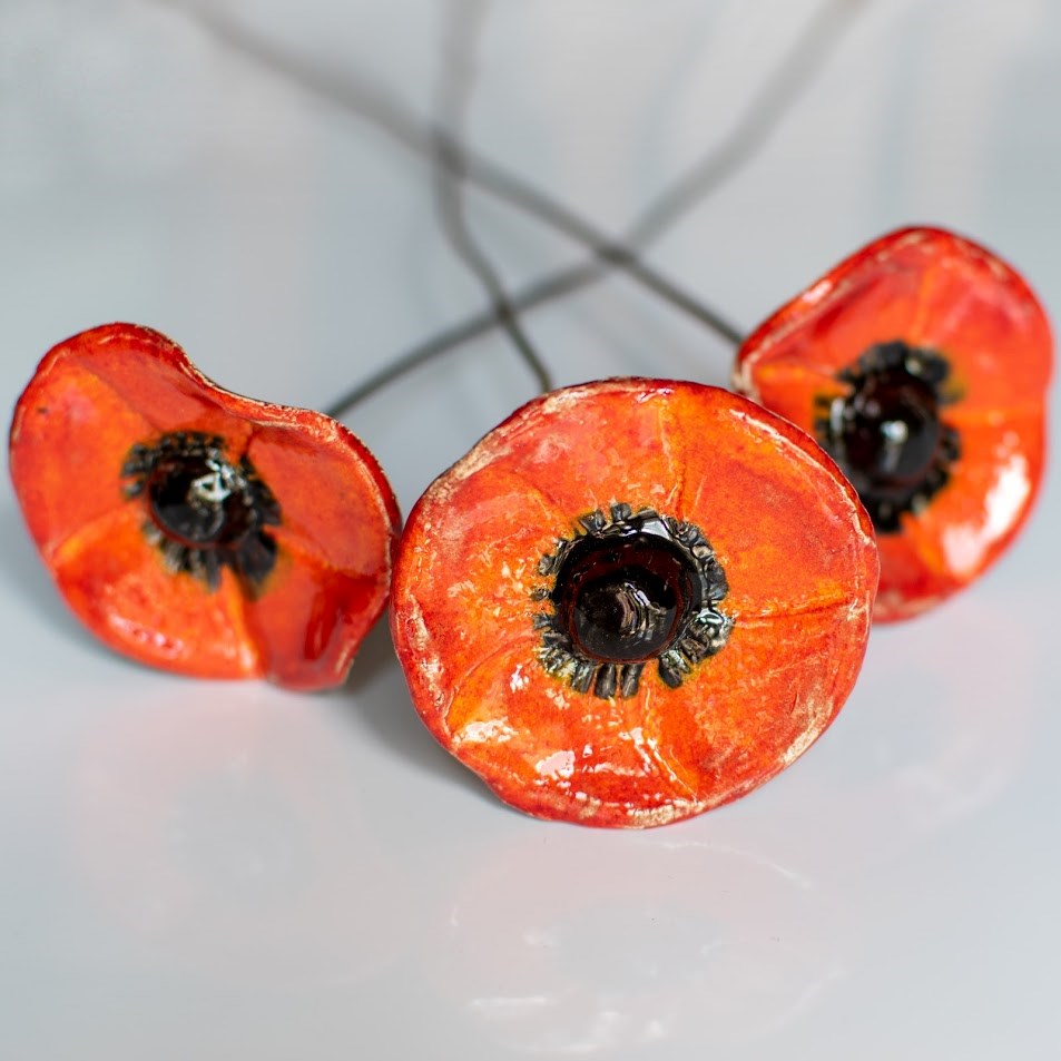 Ceramic Poppies - set of 3
