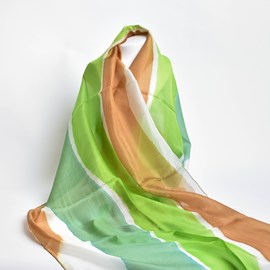 Silk Scarf Terracotta and Green