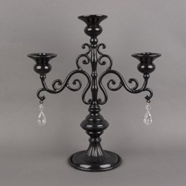Low Candle Holder Decorate Black 3 Candle Sockets