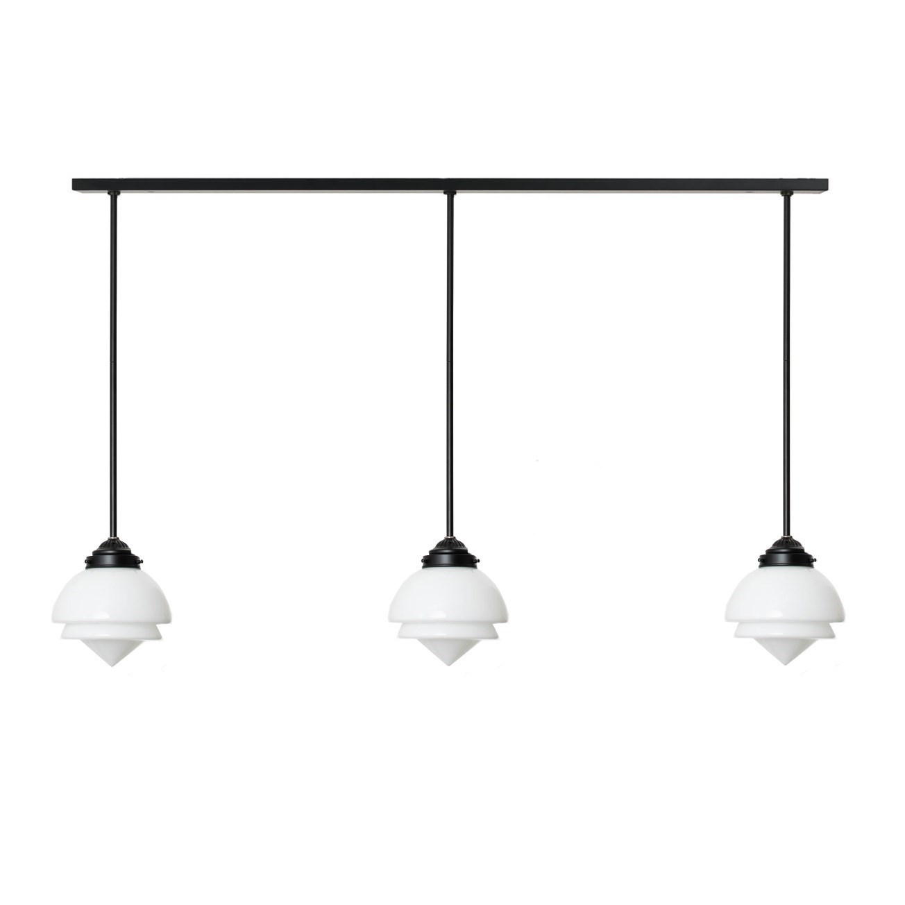 Dining table Lamp bar with 3 pointy glass shades