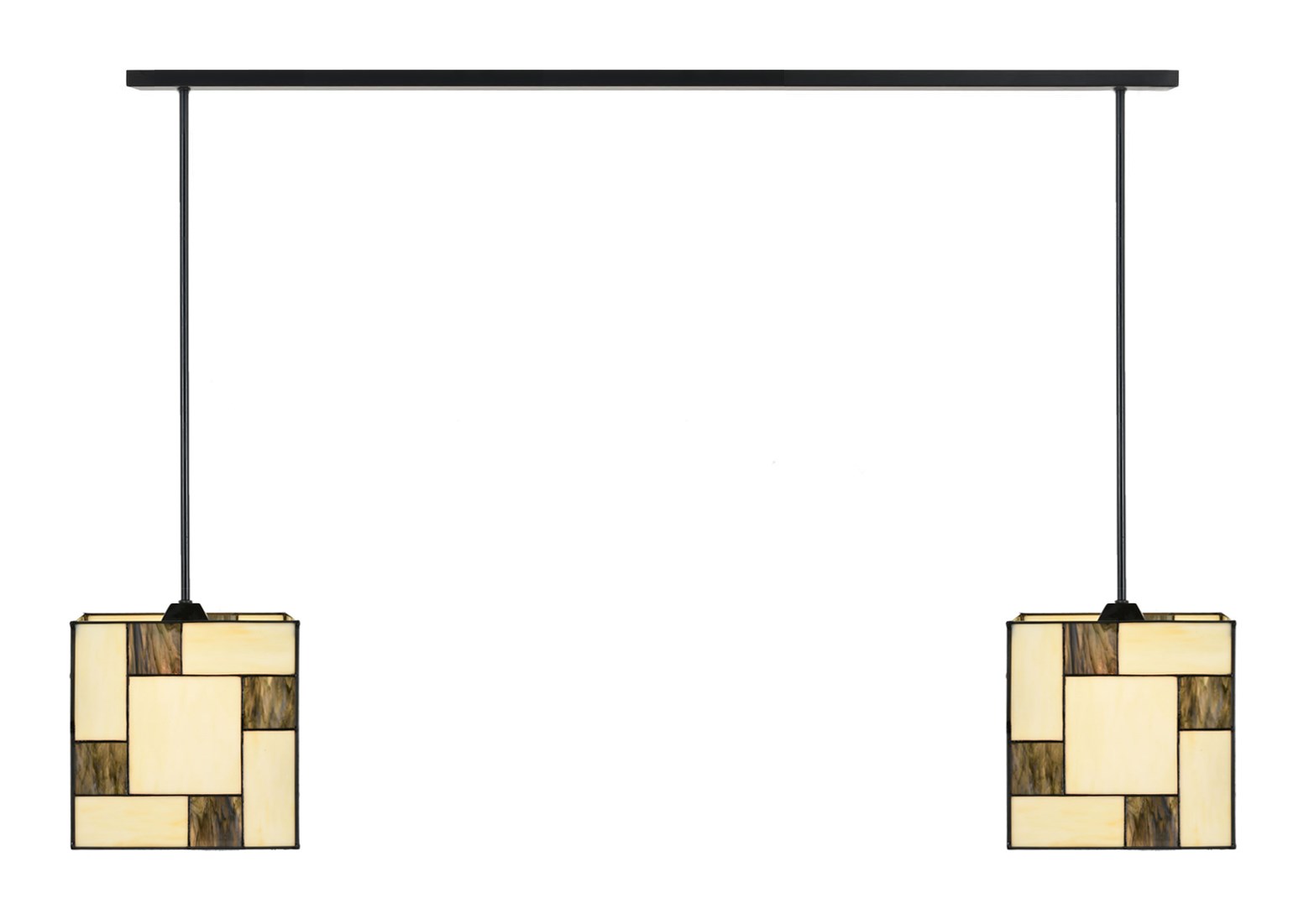 2 x Tiffany Mondrian Cubic with Pendant to ceiling beam