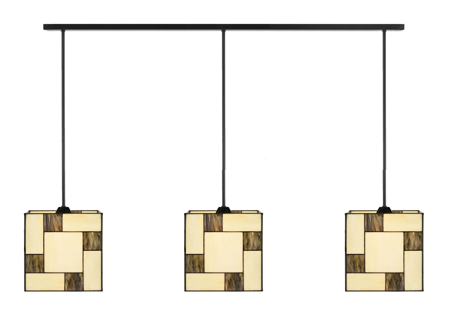 3 x Tiffany Mondrian Cubic with Pendant to ceiling beam