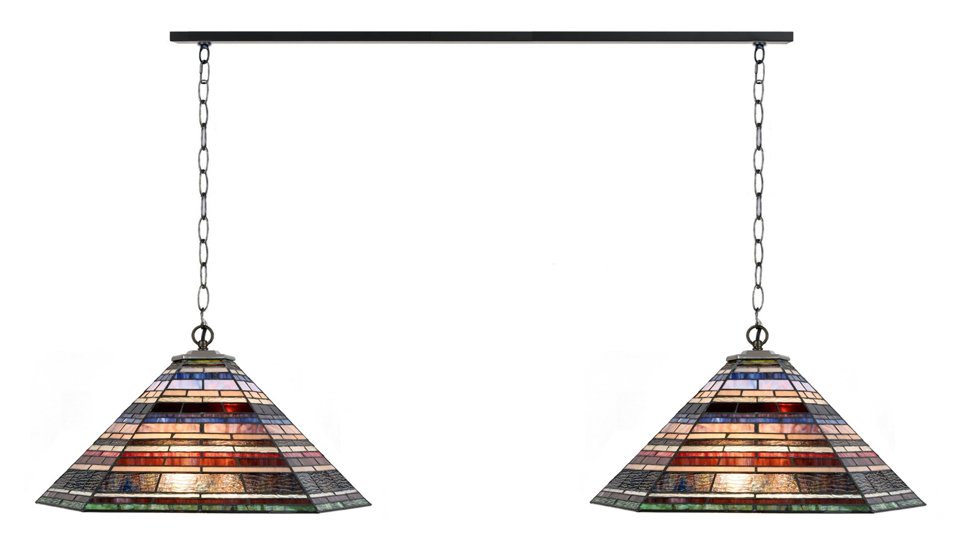 2 x Tiffany Industrial with chain to ceiling beam