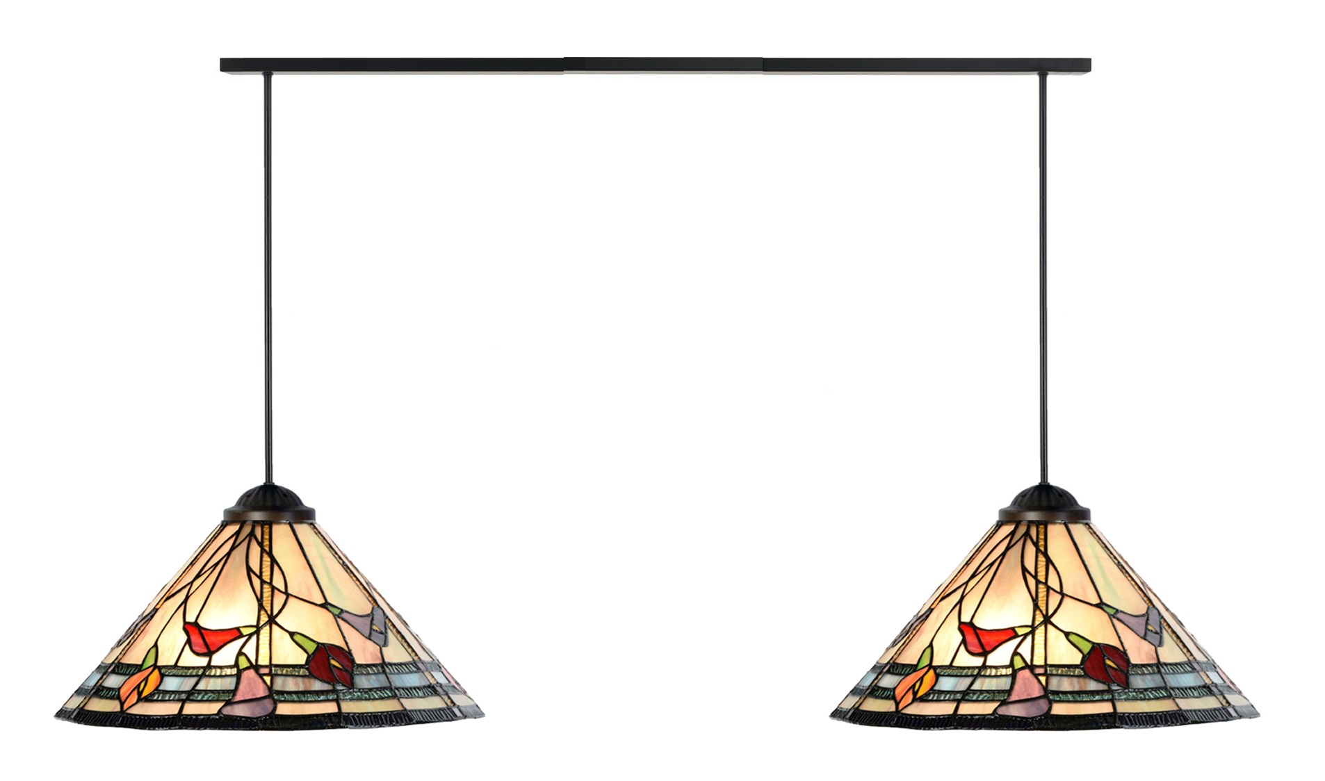 2 x Tiffany Calla with Pendant to ceiling beam
