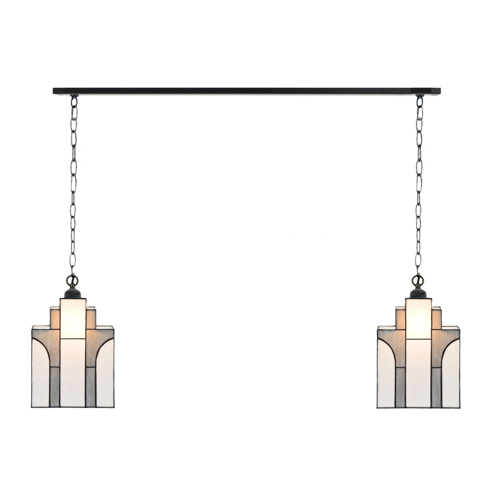 2 x Tiffany New York Sky Line with chain to ceiling beam