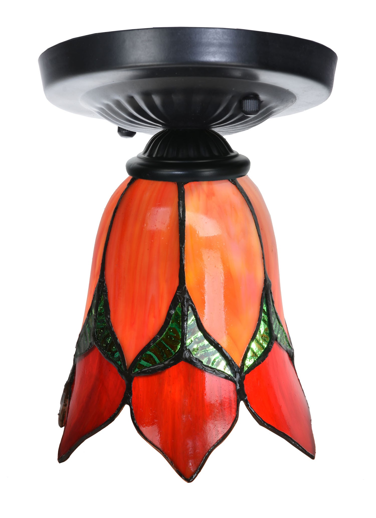 Tiffany ceiling lamp black with Lovely Flower Red