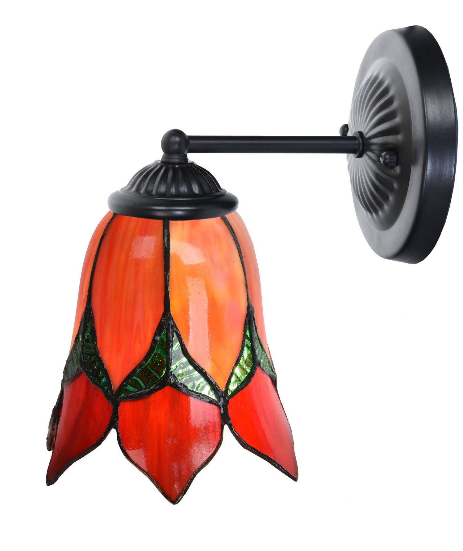 Tiffany wall lamp black with Lovely Flower Red