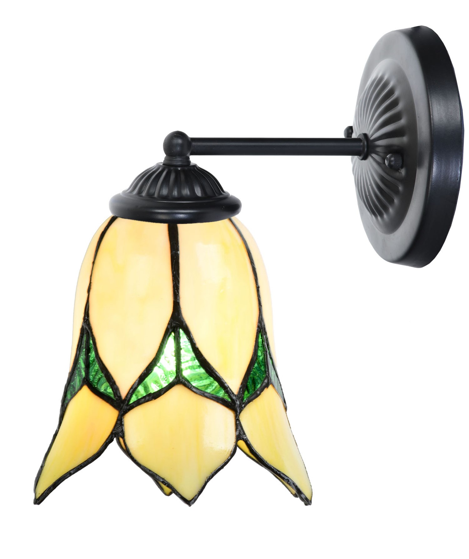 Tiffany wall lamp black with Lovely Flower Yellow