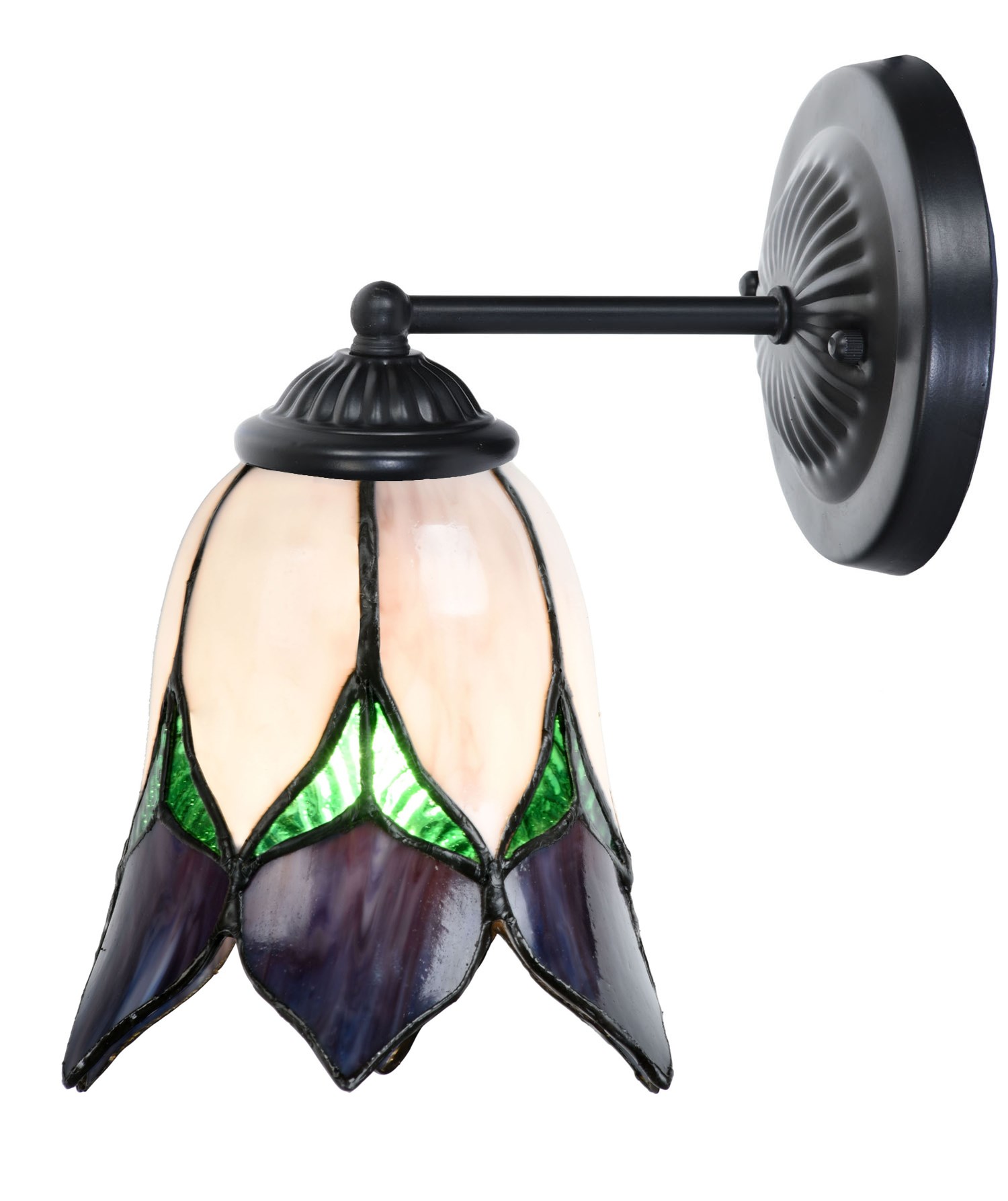 Tiffany wall lamp black with Lovely Flower Purple