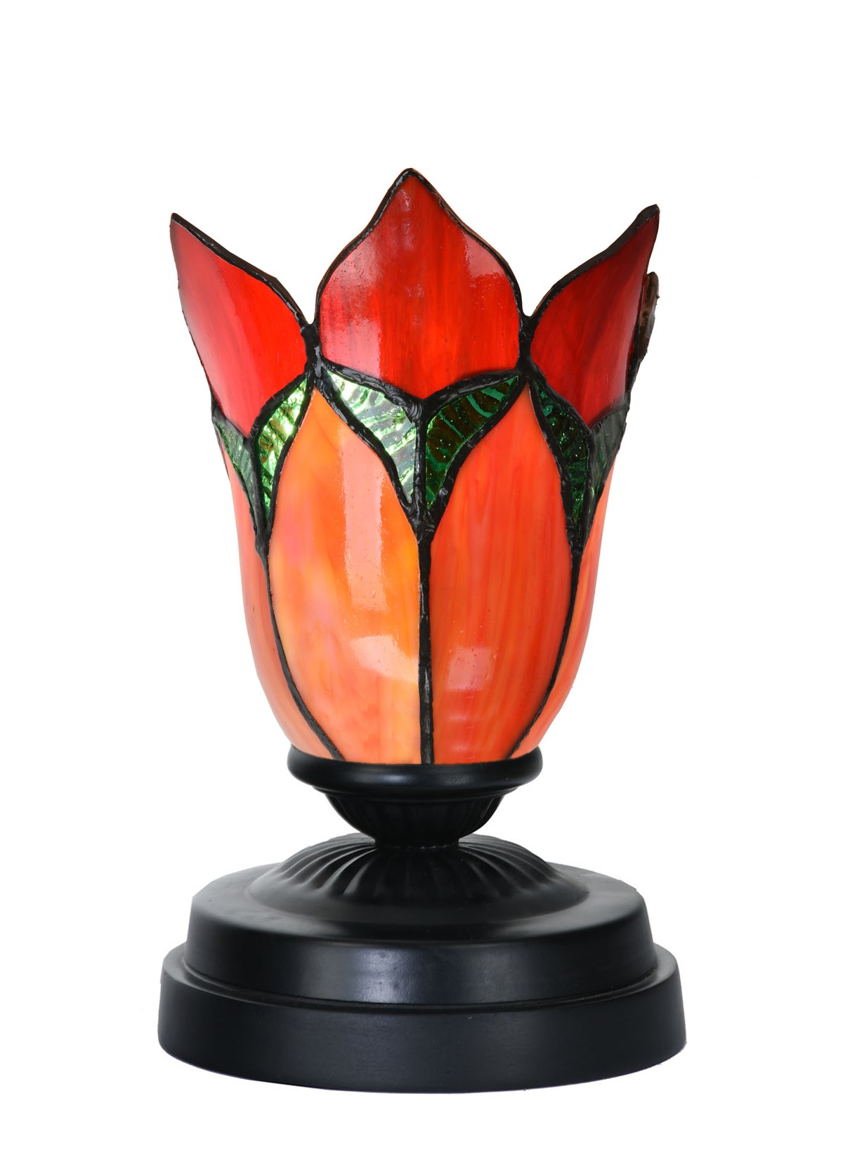 Tiffany low table lamp black with Lovely Flower Red