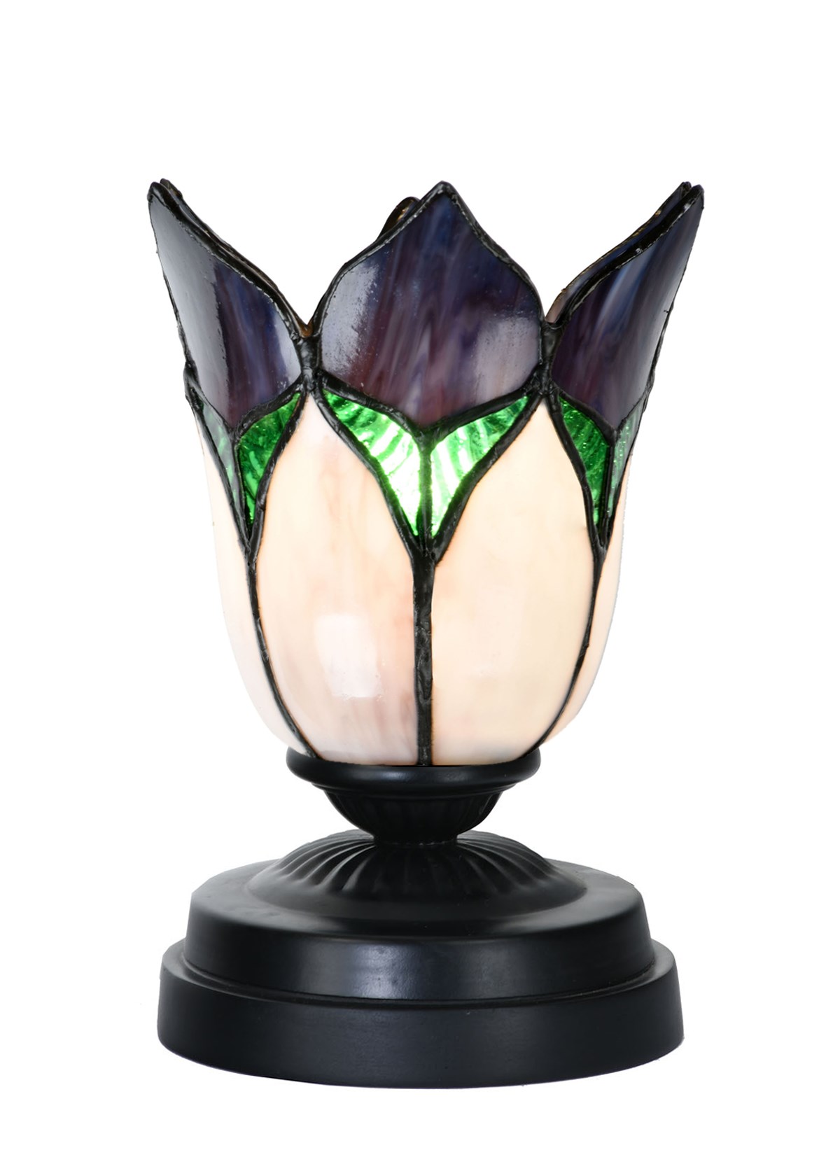 Tiffany low table lamp black with Lovely Flower Purple