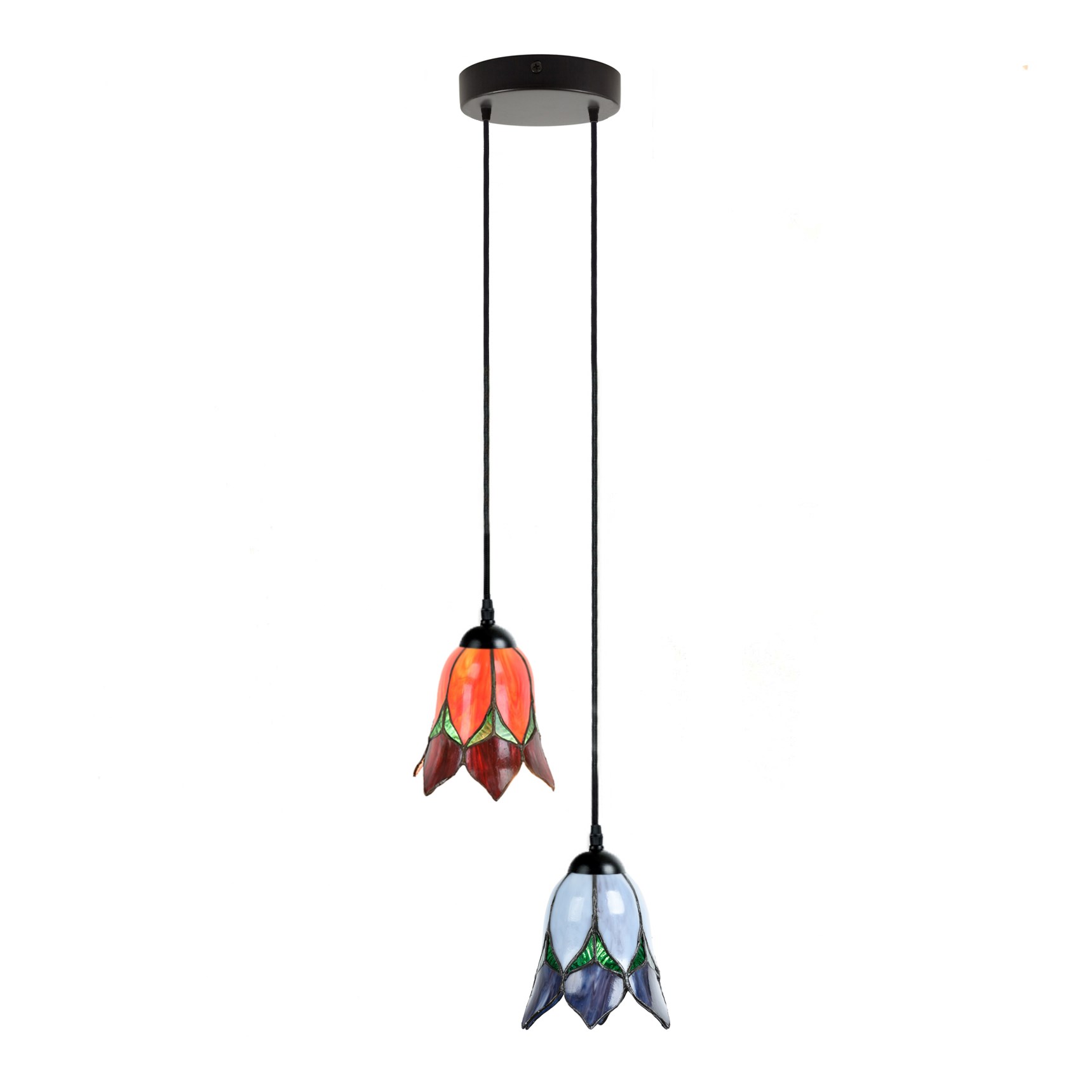 Tiffany Chandelier Lovely Flower Red & Purple 2