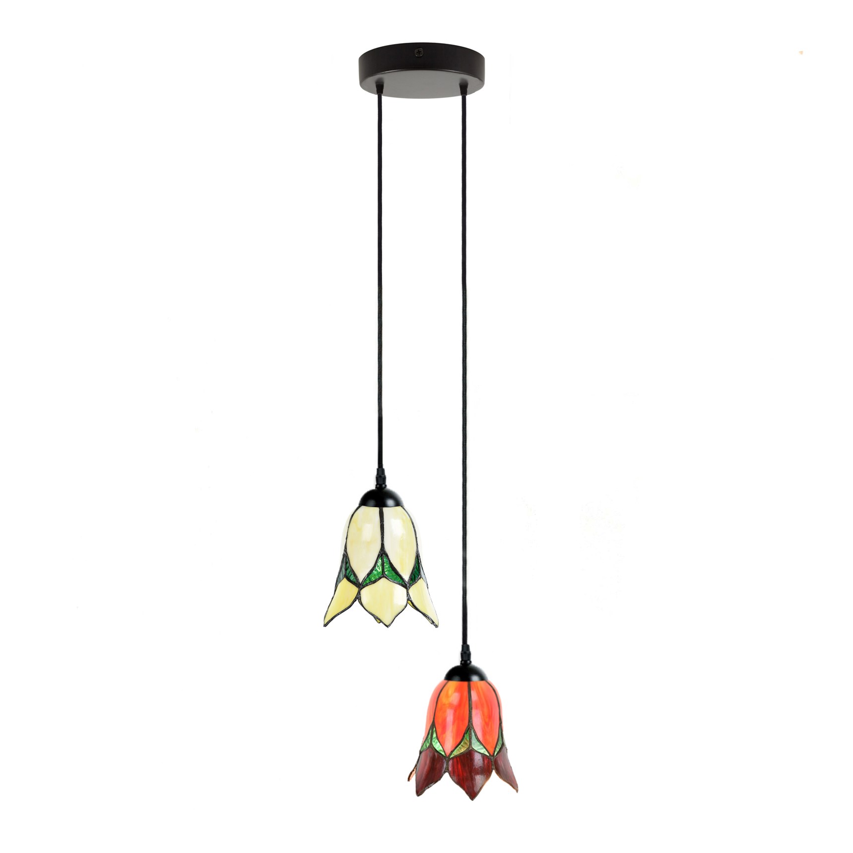 Tiffany Chandelier Lovely Flower Red & Yellow 2