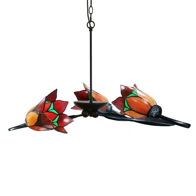 3 light Chandelier Lovely Flower Red
