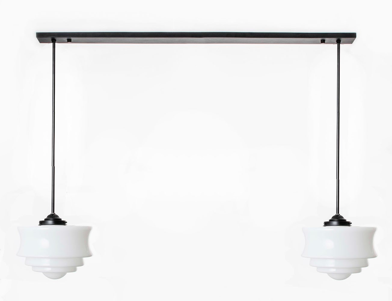 2 light Nordic lamp on beam.