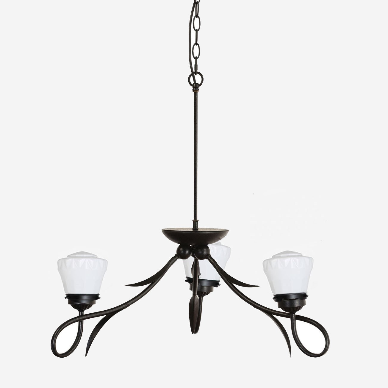 3 light Chandelier Lovely with Bold glass shades