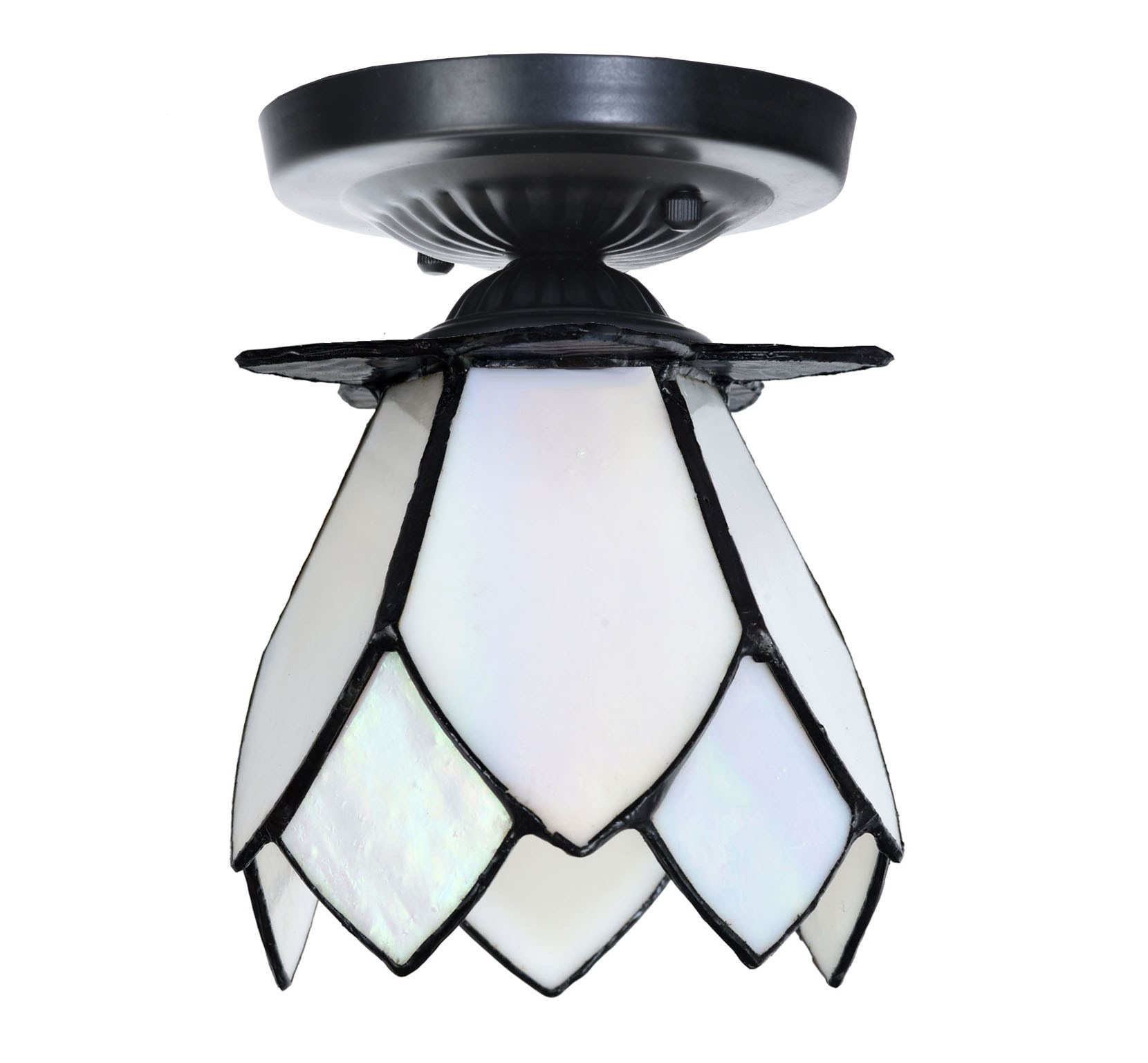 Tiffany ceiling lamp black with White Lotus
