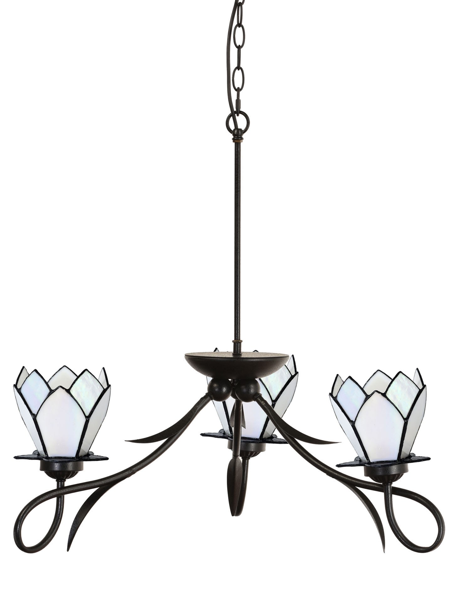 3 light Chandelier Lovely White Lotus