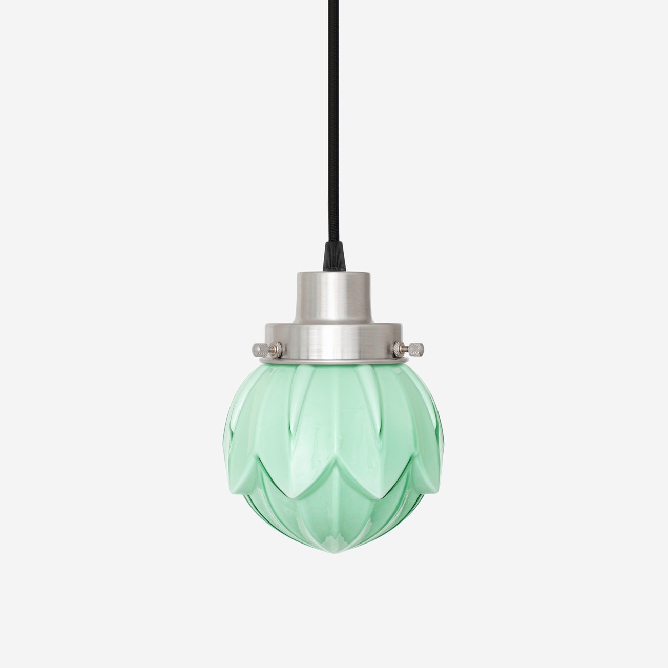 Corded pendant lamp Lotus Mint 20s Matte Nickel