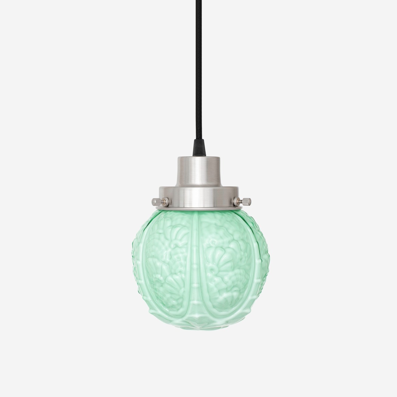 Corded pendant lamp Guimard Flower Mint 20s Matte Nickel