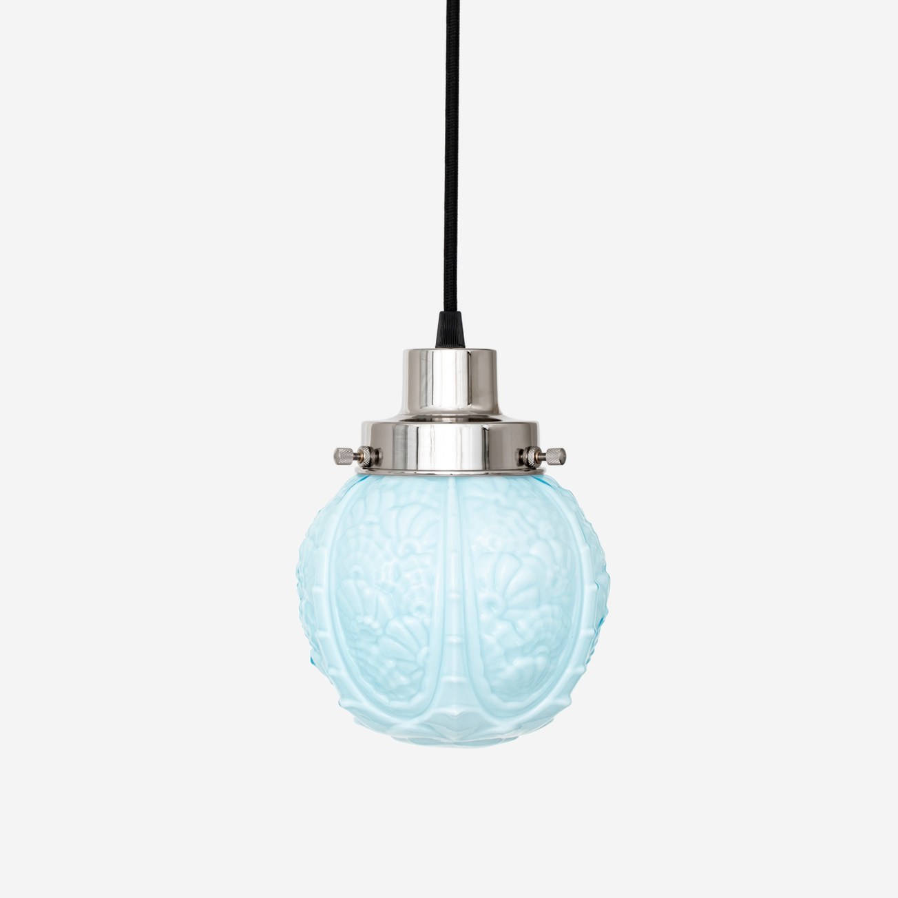 Hanging lamp on cord Guimard Flower Misty 20's Nickel