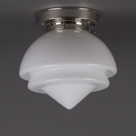 Ceilinglamp Gispen Point small opal white glass with layered nickel fixture