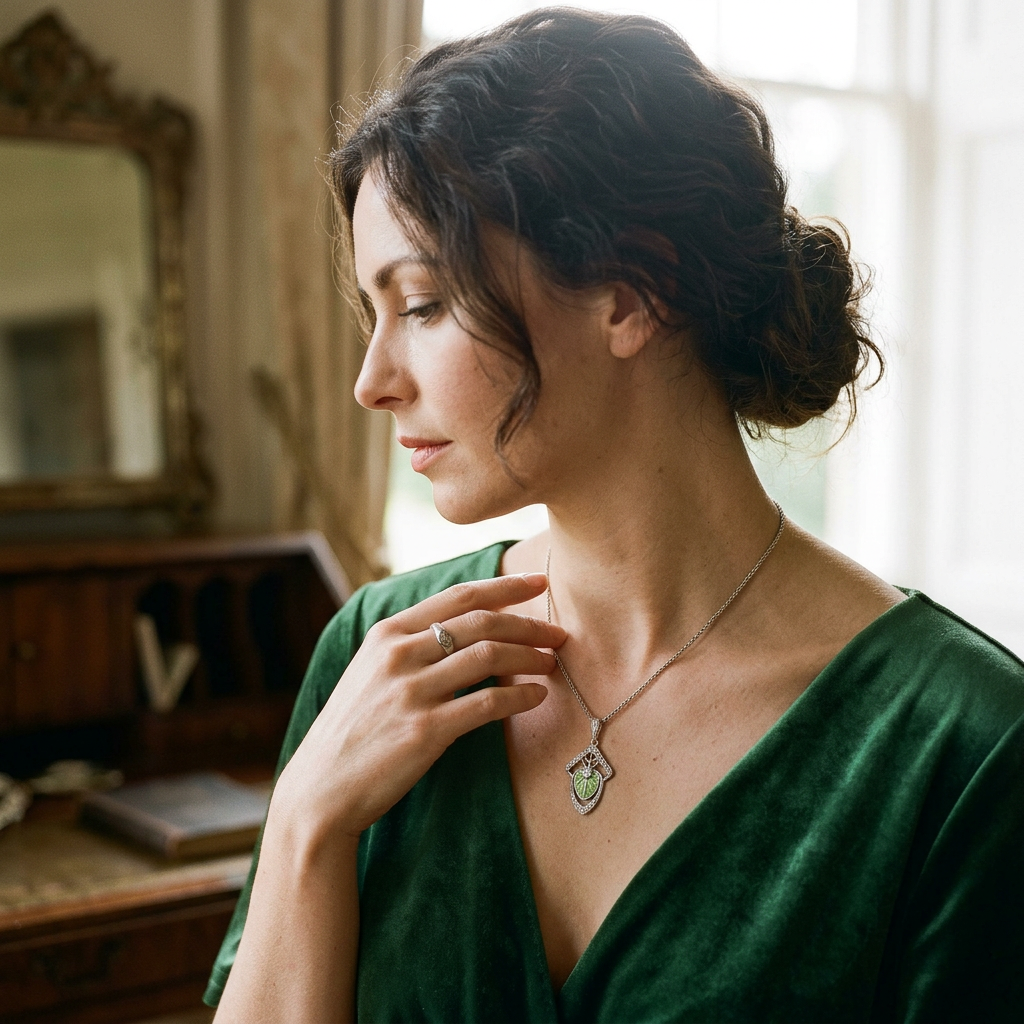 Necklace Enamel Green Vanmij