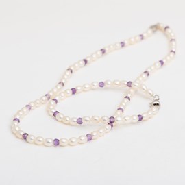 Set Necklace and Bracelet Pearl Rain