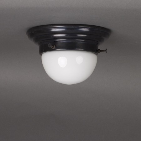 Ceilinglamp Lauritsen in opal glass with rounded bronzed fixture